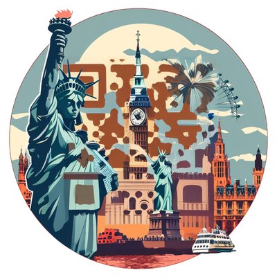 Landmark Collage Vector QR Code for Stickers