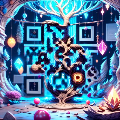 Glowing Crystal Tree Fantasy QR Code for Posters