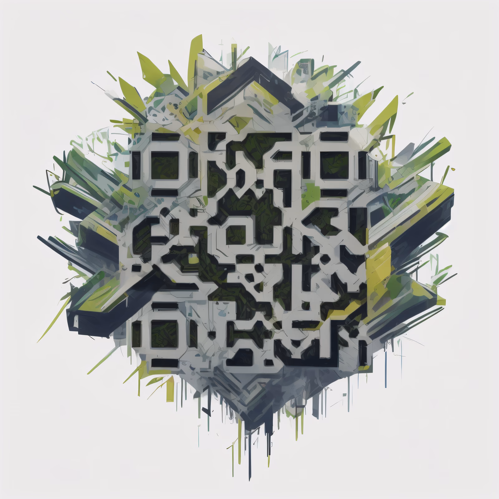 Осколки граффити-букв: абстрактный QR-код для стикеров — изображение 1