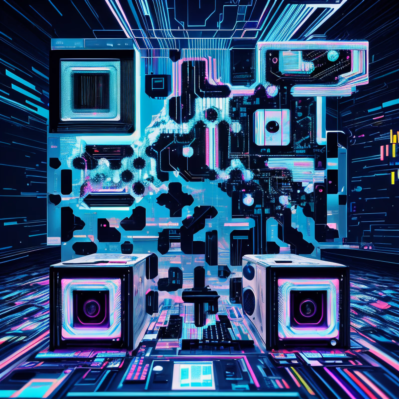 Glitch Art Retro Computer QR Code for Posters — image 1