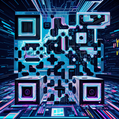Glitch Art Retro Computer QR Code for Posters — image 1