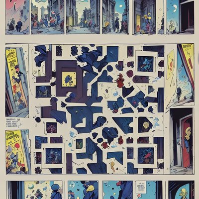 Comic Panel Street Scenes QR Code for Book Covers