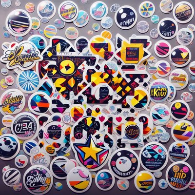 Sticker Bomb Badge Collage Pattern QR Code for Stickers