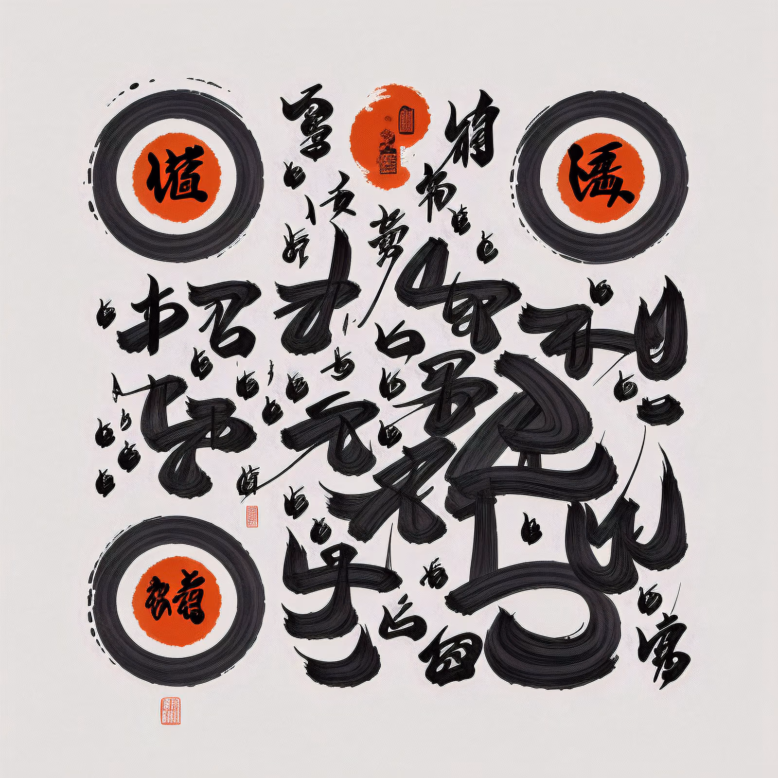 Japanese Brush Calligraphy Ink Symbol QR Code Art — image 1