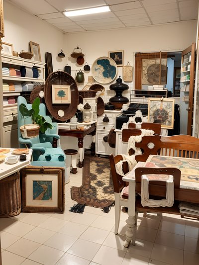 Antique Shop Interior Photorealistic QR Code for Storefront Displays