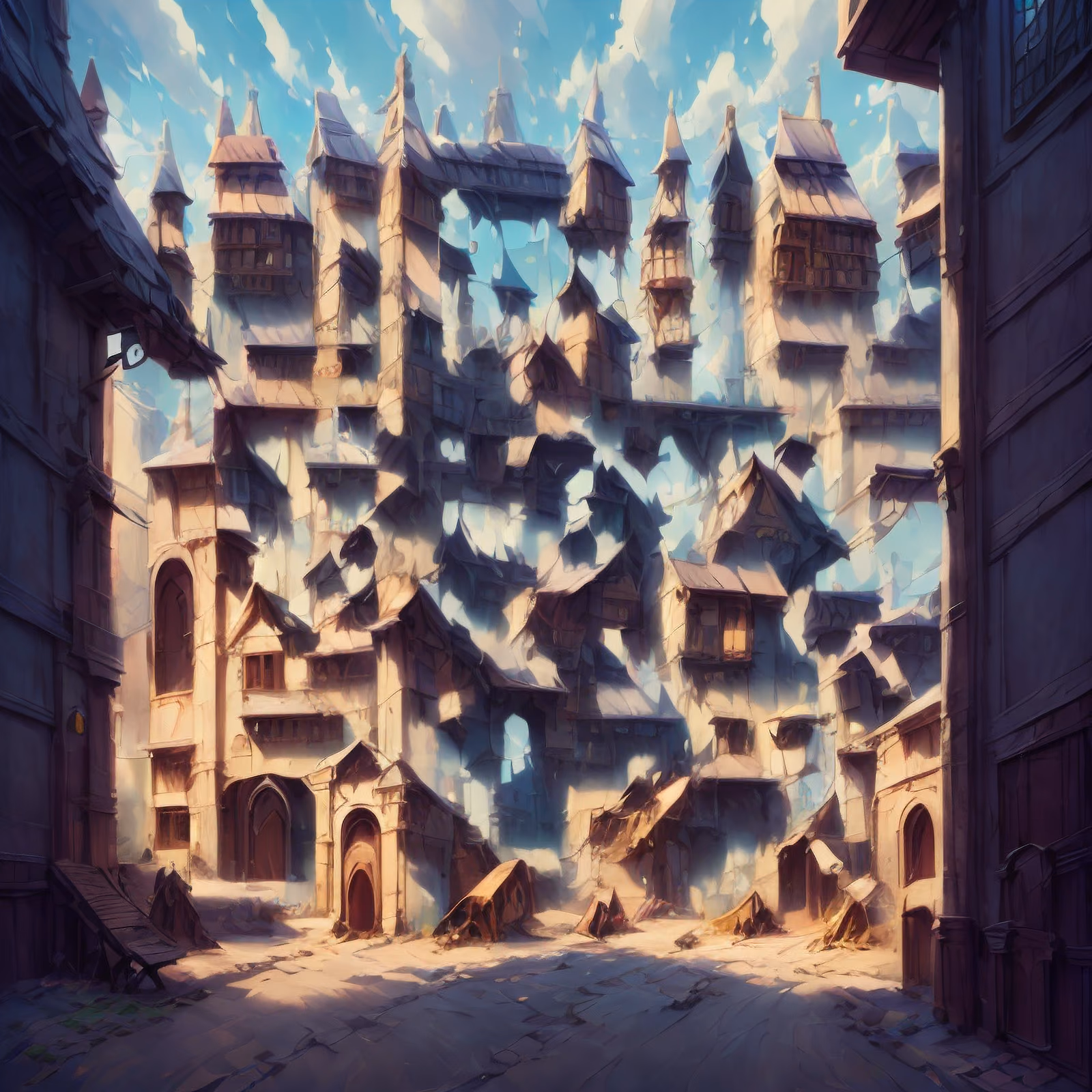 Fantasy Medieval Street Concept Art QR Code for Posters — image 1