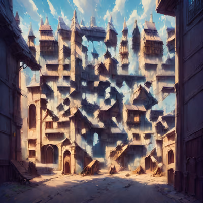 Fantasy Medieval Street Concept Art QR Code for Posters — image 1