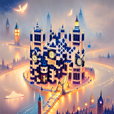 London Clock Tower Palace Painting QR Code Art — image 1
