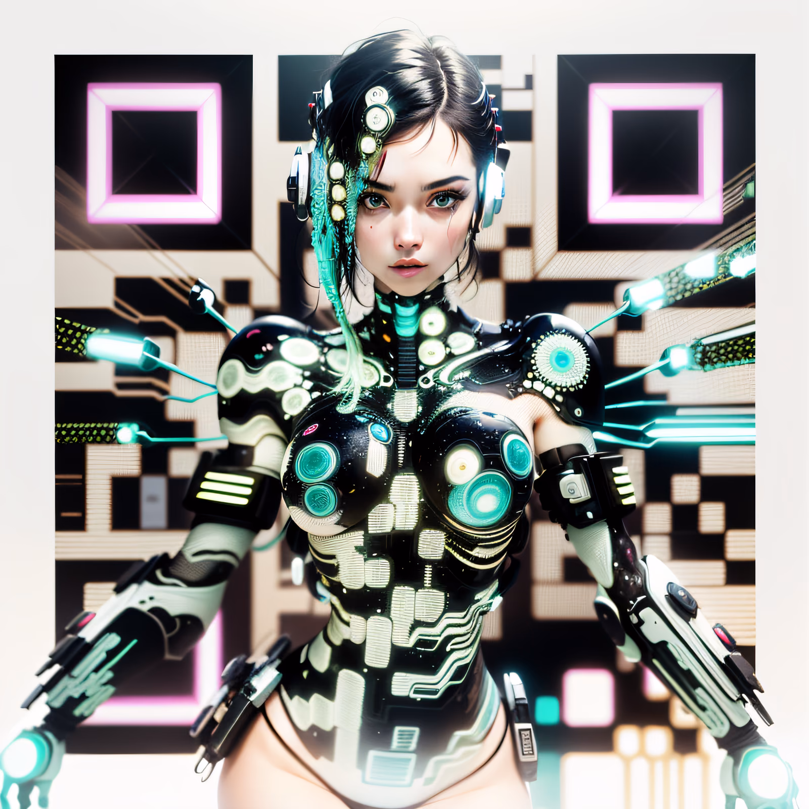Biopunk Cyborg Woman Cyberpunk QR Code for Posters — image 1