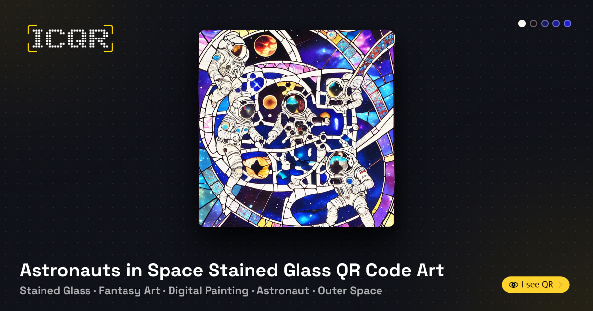 Astronauts in Space Stained Glass QR Code Art • ICQR