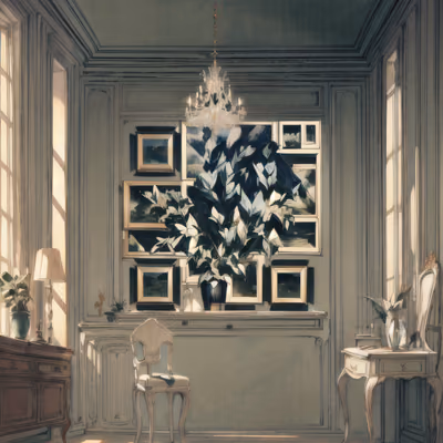 镶板沙龙水晶吊灯插画二维码艺术 — 图片 1