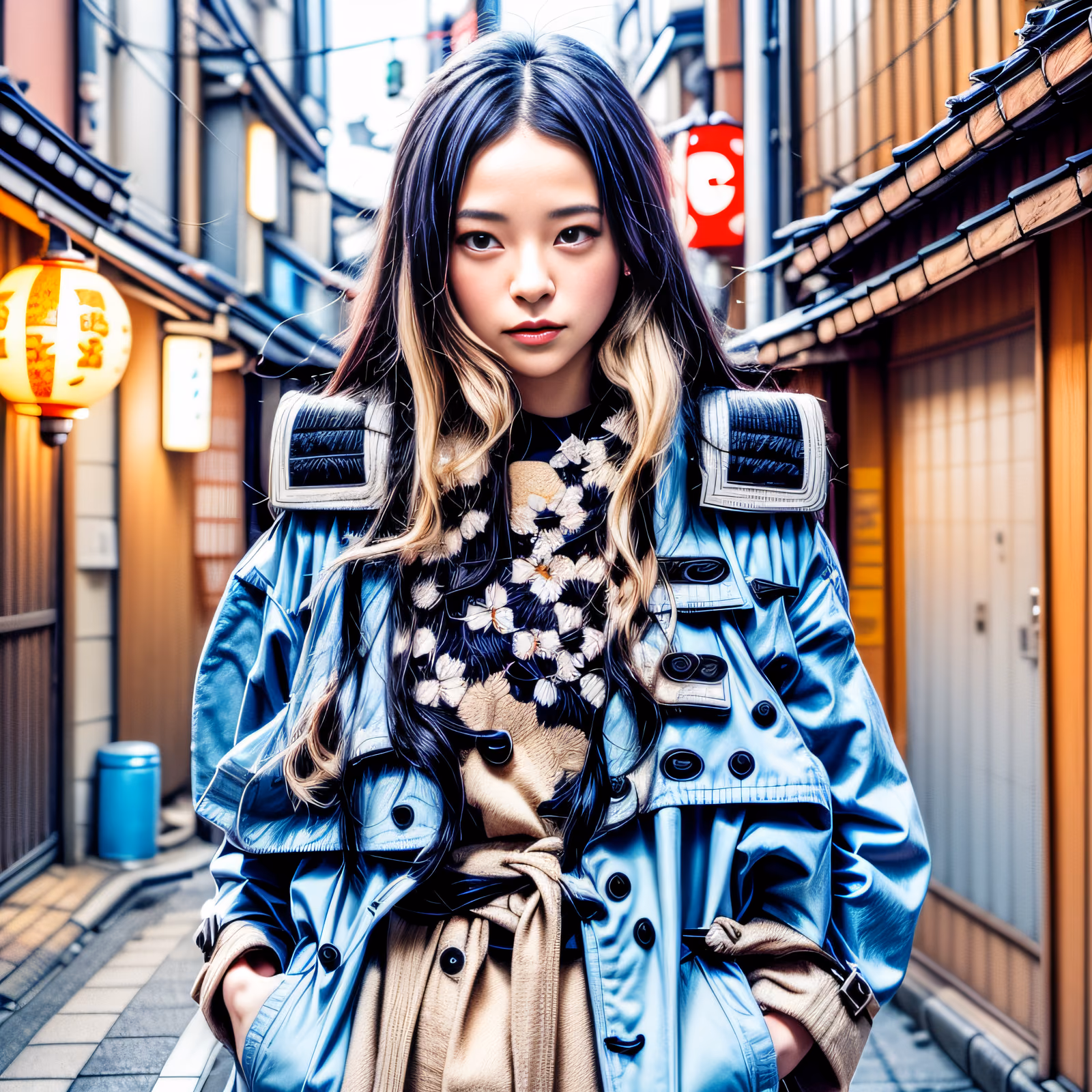Tokyo Alley Woman Portrait QR Code Art — image 1