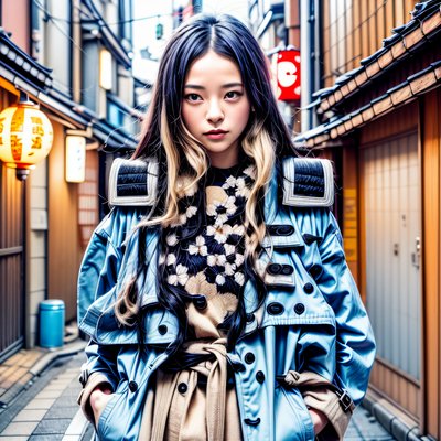 Tokyo Alley Woman Portrait QR Code Art