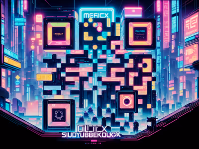 Neon Megacity Cyberpunk QR Code for Posters — image 1