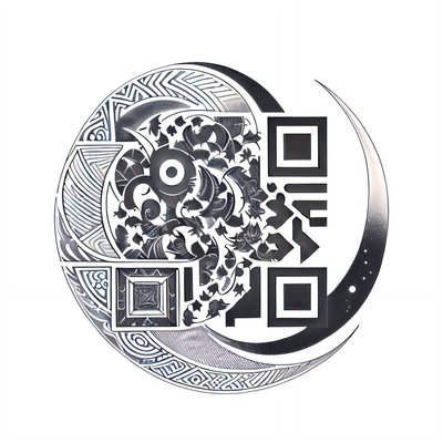 Полумесяц в геометрической татуировке: QR-код для временных тату