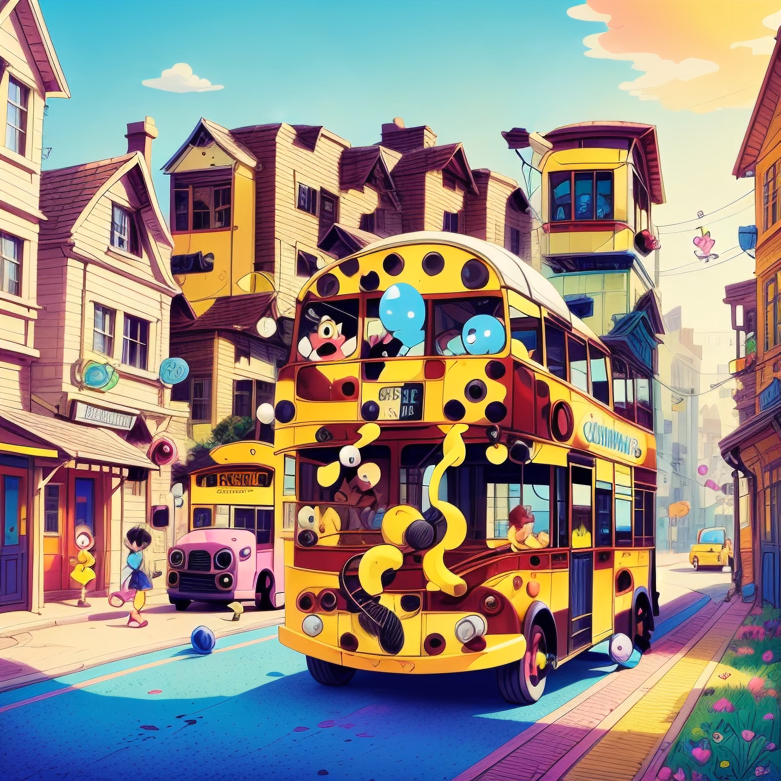 Happy School Bus Cartoon QR Code for Posters — image 1