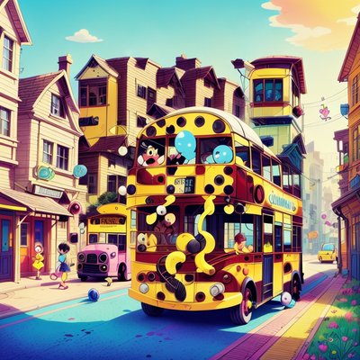 Happy School Bus Cartoon QR Code for Posters