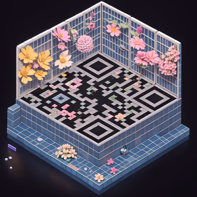 Isometric Flower Garden Room QR Code Art — image 1