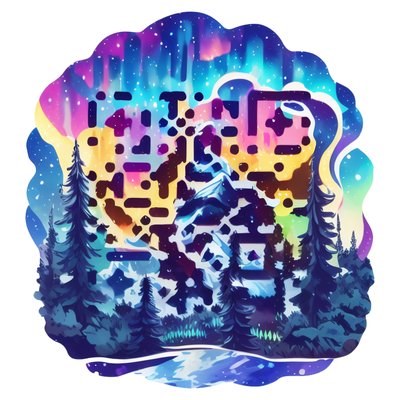 Aurora Snowy Forest Vector QR Code for Stickers