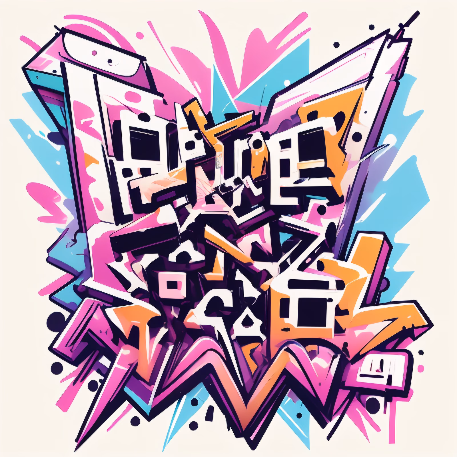 Graffiti Lettering Street Style Symbol QR Code for Apparel — image 1