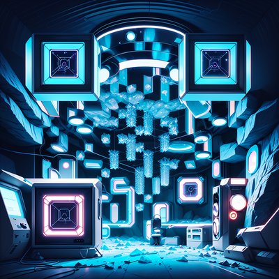 Crystal Cave Sound Chamber Retrofuturism QR Code Poster