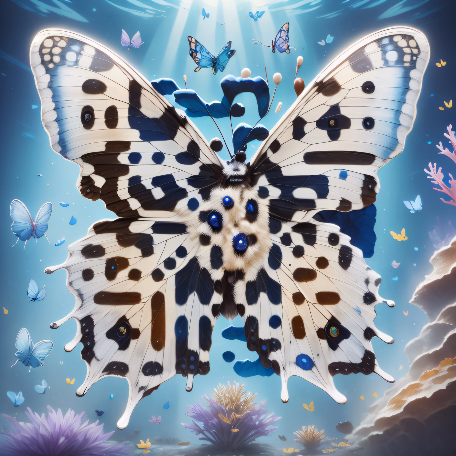 斑点蝴蝶水下幻想二维码艺术 — 图片 1
