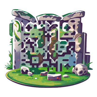 Mossy Standing Stones Vector Monument QR Code for Stickers — image 1