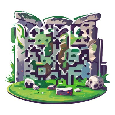 Mossy Standing Stones Vector Monument QR Code for Stickers