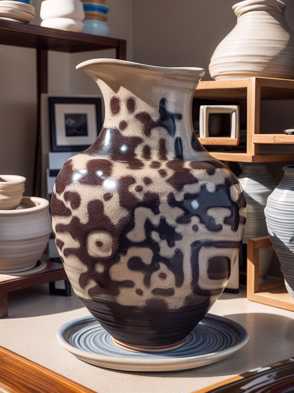 Glazed Ceramic Jug Photo Gold & Metal QR Code Art — image 1