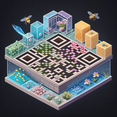 Isometric Flower Lab Diorama QR Code Art
