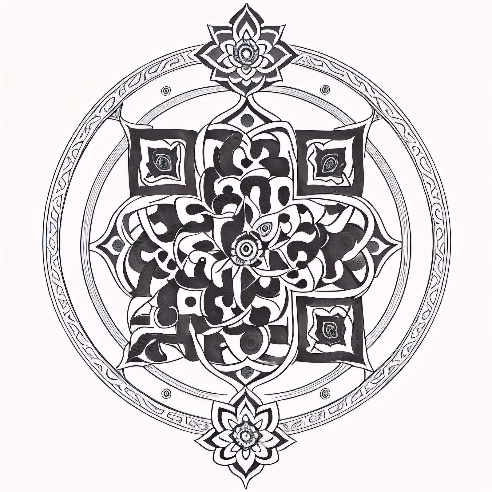 Lotus Mandala Tattoo Style QR Code for Temporary Tattoos — image 1