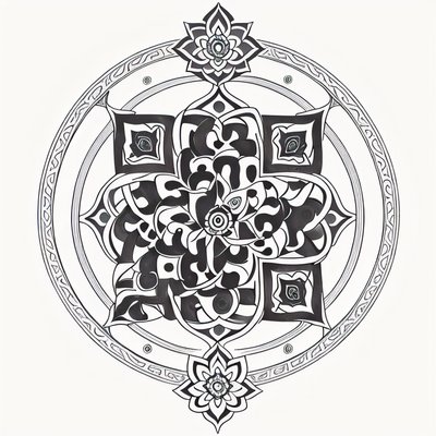 Lotus Mandala Tattoo Style QR Code for Temporary Tattoos