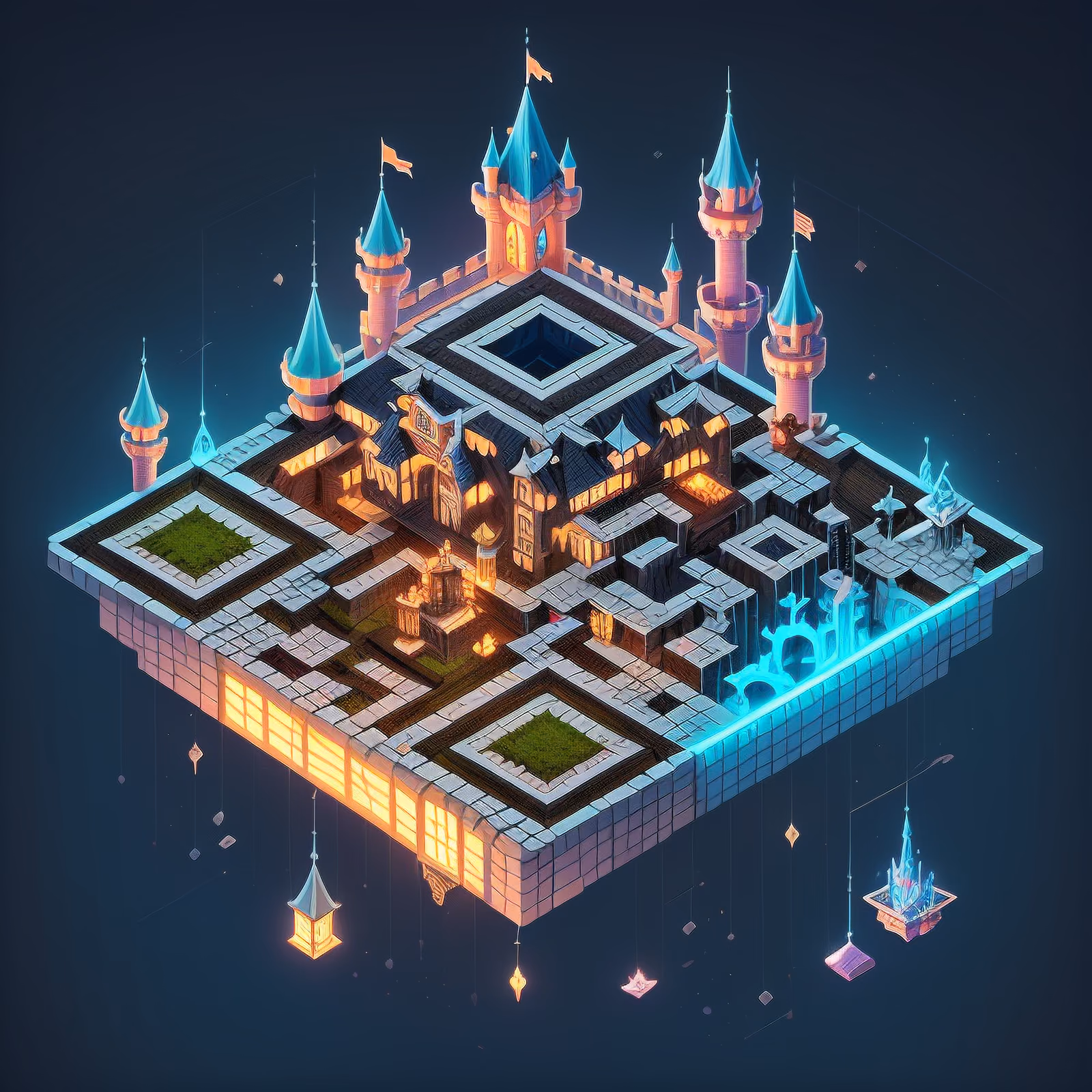 Isometric Enchanted Castle Fantasy QR Code for Posters — image 1
