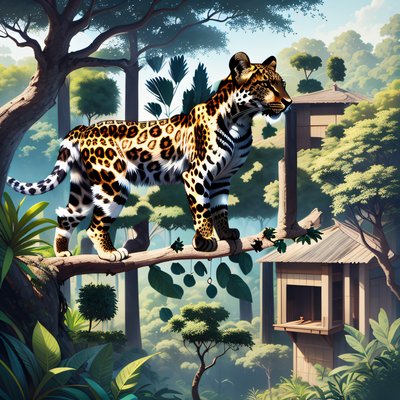 Jungle Leopard Digital Painting QR Code Art