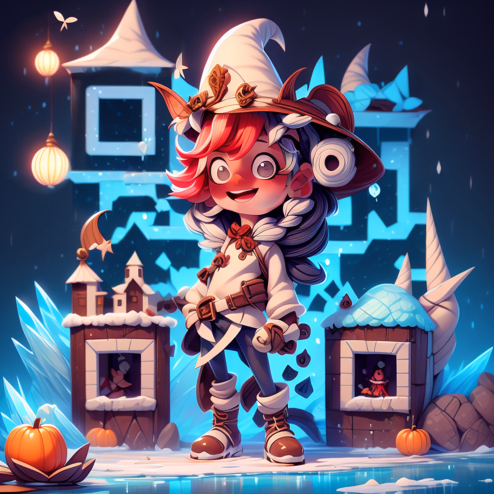 Chibi Witch Halloween 3D QR Code for Posters — image 1