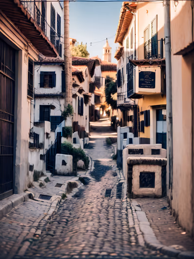 Cobblestone Alley Travel Photo QR Code for Posters — image 1