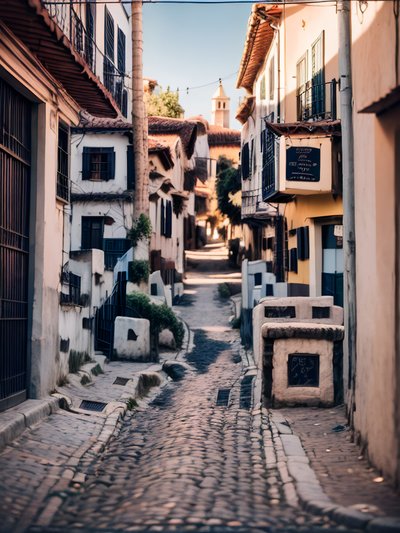 Cobblestone Alley Travel Photo QR Code for Posters
