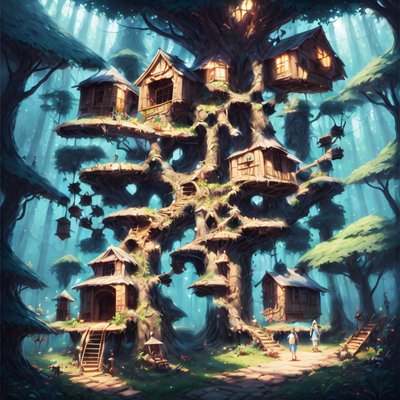 Fantasy Tree House Forest QR Code for Posters