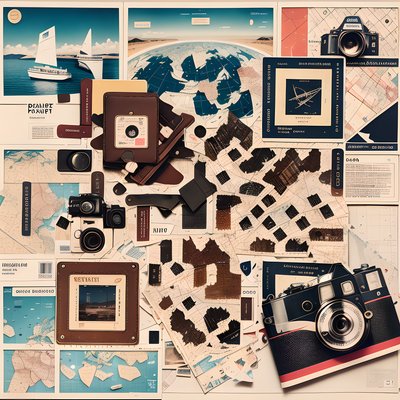 Vintage Camera Map Travel Collage QR Code for Posters