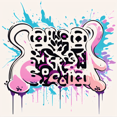 Bubble Graffiti Lettering QR Code for Apparel — image 1