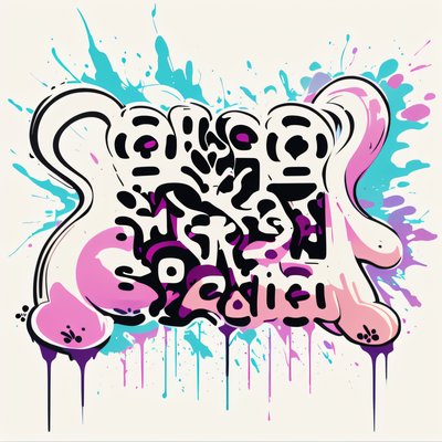 Bubble Graffiti Lettering QR Code for Apparel