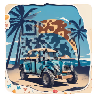 Vintage Beach Buggy Vector QR Code for Stickers — image 1