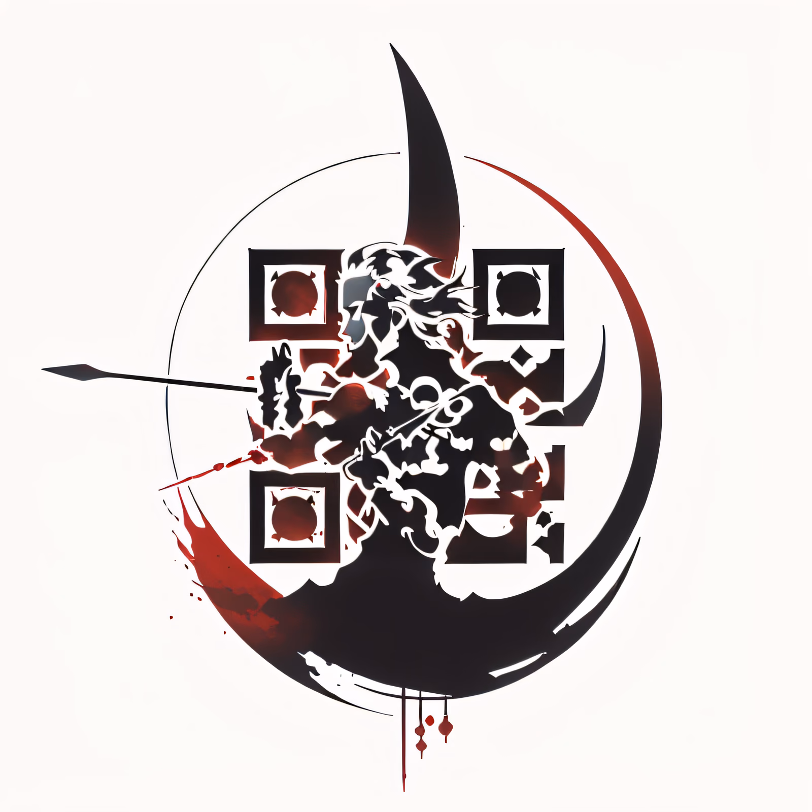 Warrior Silhouette Crescent Tattoo QR Code for Temporary Tattoos — image 1
