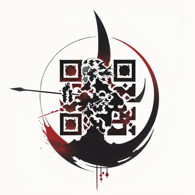 Warrior Silhouette Crescent Tattoo QR Code for Temporary Tattoos