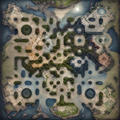 奇幻世界地图岛屿概念艺术二维码设计