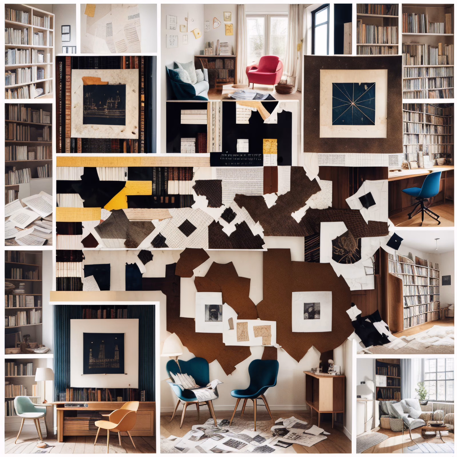 Cozy Interior Bookshelf Collage QR Code Art — image 1