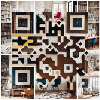 Cozy Interior Bookshelf Collage QR Code Art