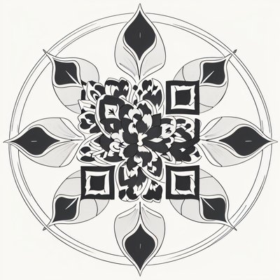 Lotus Mandala Tattoo Ink QR Code for Temporary Tattoos
