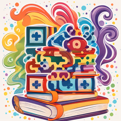 Stacked Books Vector Sticker QR Code for Stickers — image 1