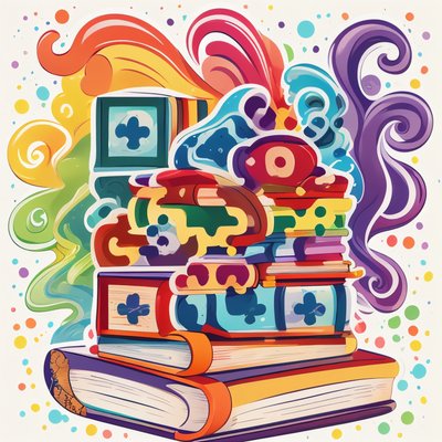 Stacked Books Vector Sticker QR Code for Stickers